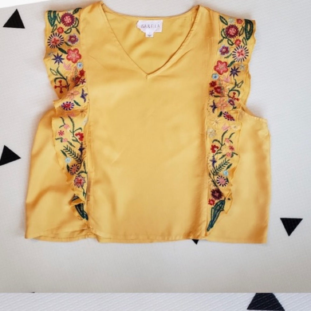 Isa & Ella Yellow Embroidered Blouse